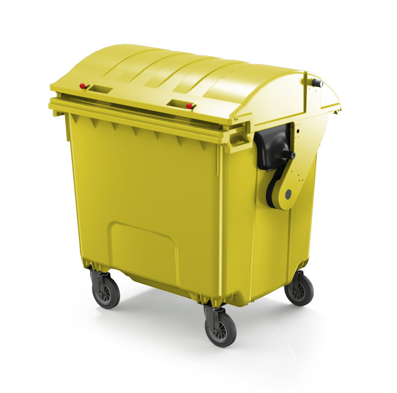 Контейнер для сміття пластиковий з круглою кришкою 1100 літрів, жовтий CONTENUR